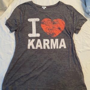 Gray Yogi "I <3 Karma" T-shirt (Size XL; fits S/M)